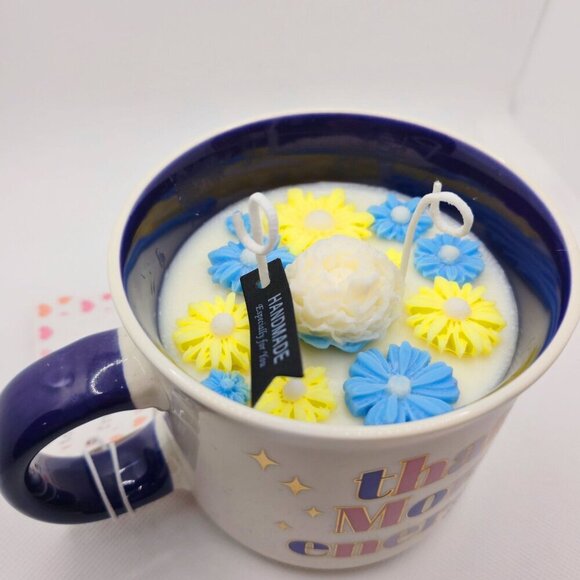 Handmade ✦ Soy Wax Candle ✦ Sweet Orange Passionfruit Daisy Floral Mug Gift NWT - Picture 3 of 7